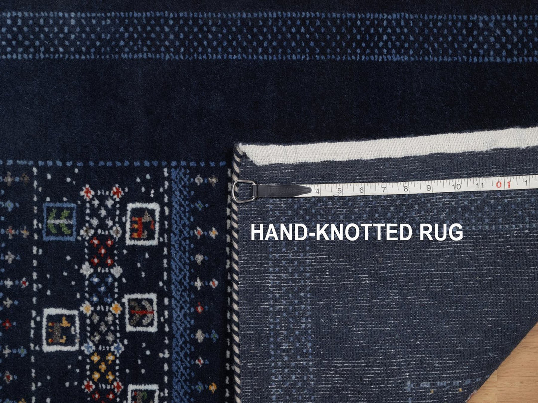 2'4" x 4'7" New Hand Knotted Blue Wool Runner Oriental Rug - MOA10292649