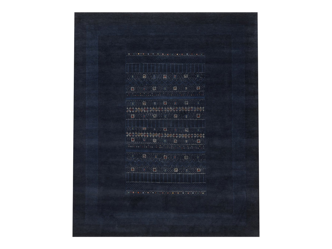 8'0" x 10'0" New Hand Knotted Blue Wool Rectangle Oriental Rug - MOA10292651
