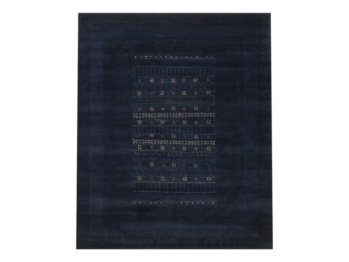 8'0" x 10'0" New Hand Knotted Blue Wool Rectangle Oriental Rug - MOA10292651
