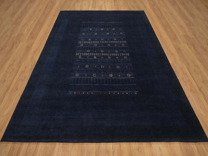 8'0" x 10'0" New Hand Knotted Blue Wool Rectangle Oriental Rug - MOA10292651