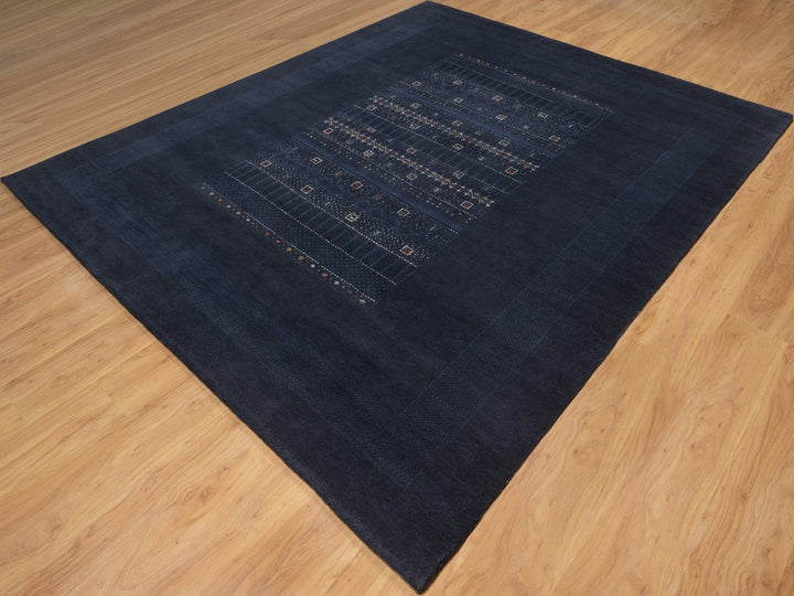 8'0" x 10'0" New Hand Knotted Blue Wool Rectangle Oriental Rug - MOA10292651