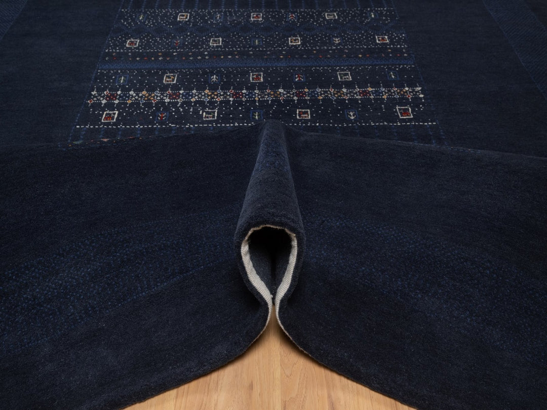 8'0" x 10'0" New Hand Knotted Blue Wool Rectangle Oriental Rug - MOA10292651