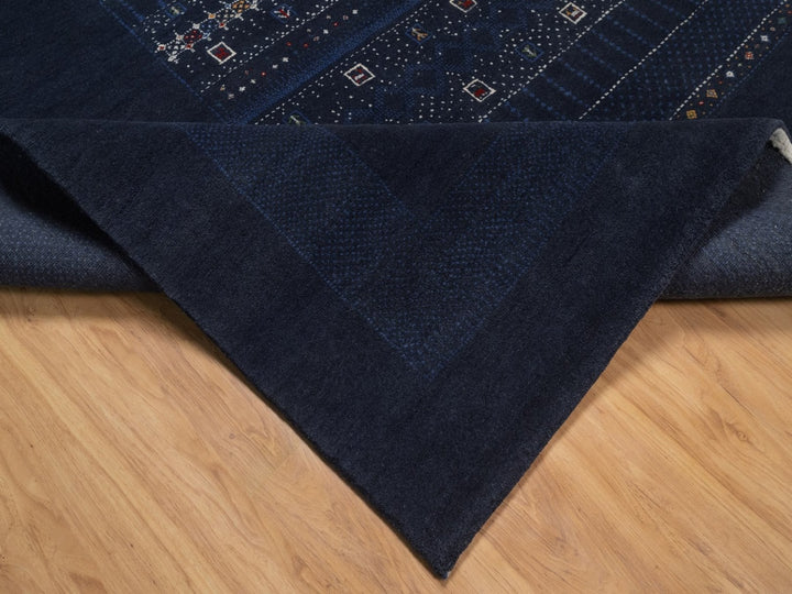 8'0" x 10'0" New Hand Knotted Blue Wool Rectangle Oriental Rug - MOA10292651