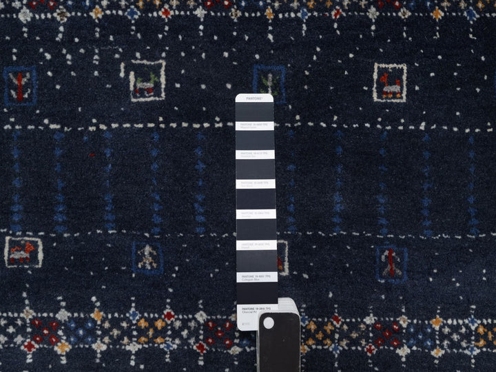 8'0" x 10'0" New Hand Knotted Blue Wool Rectangle Oriental Rug - MOA10292651