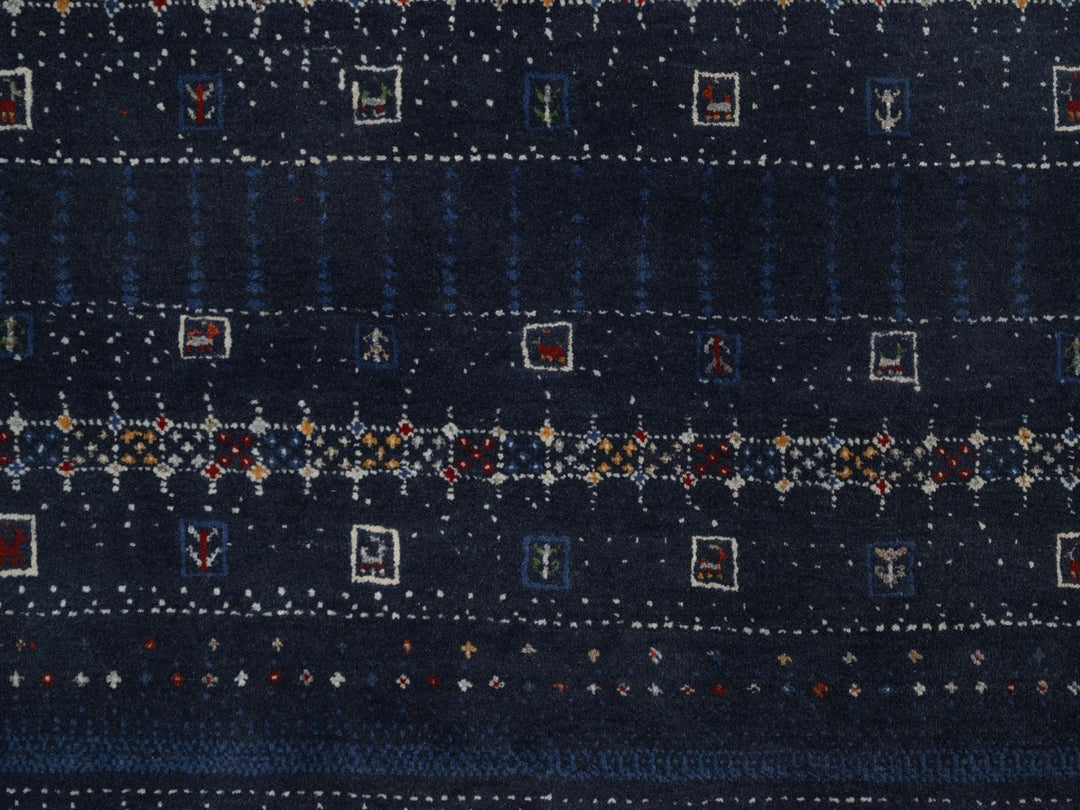 8'0" x 10'0" New Hand Knotted Blue Wool Rectangle Oriental Rug - MOA10292651