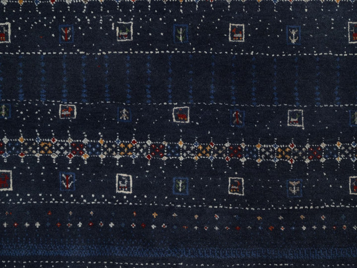 8'0" x 10'0" New Hand Knotted Blue Wool Rectangle Oriental Rug - MOA10292651
