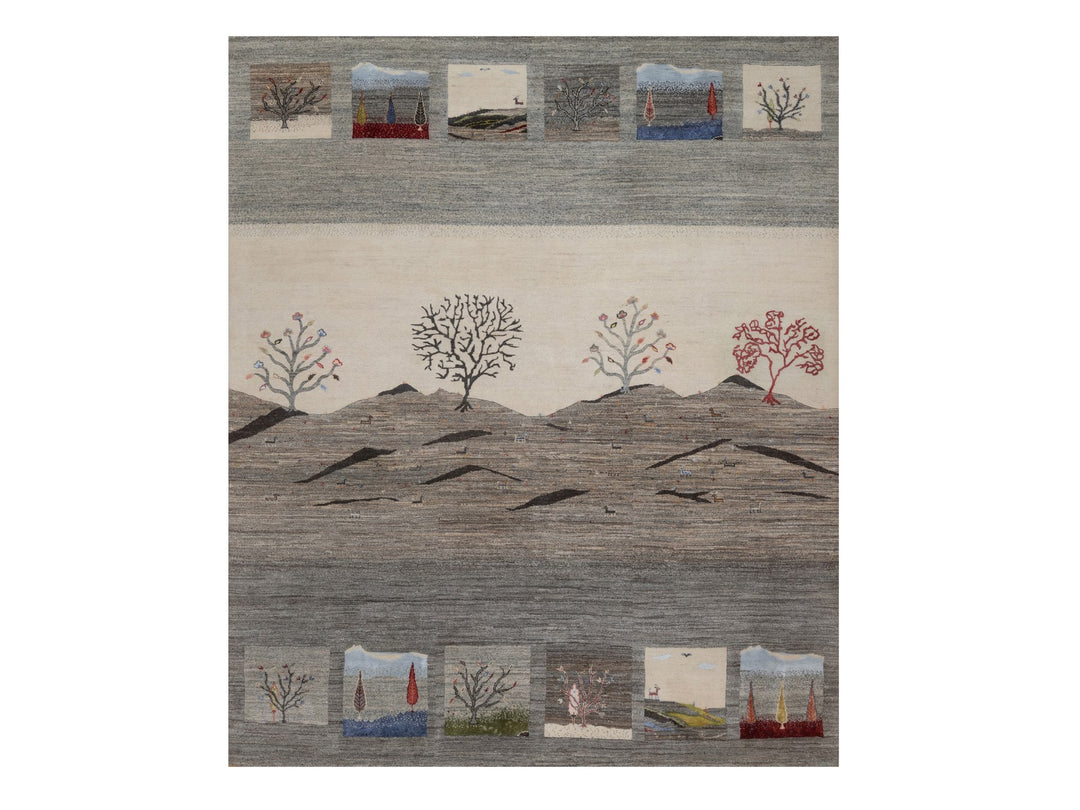 8'2" x 10'0" New Hand Knotted Grey Wool Rectangle Oriental Rug - MOA10292652