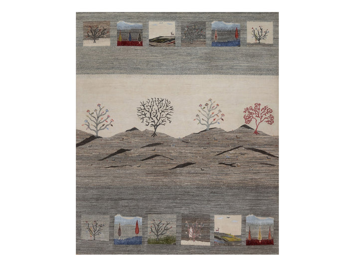 8'2" x 10'0" New Hand Knotted Grey Wool Rectangle Oriental Rug - MOA10292652