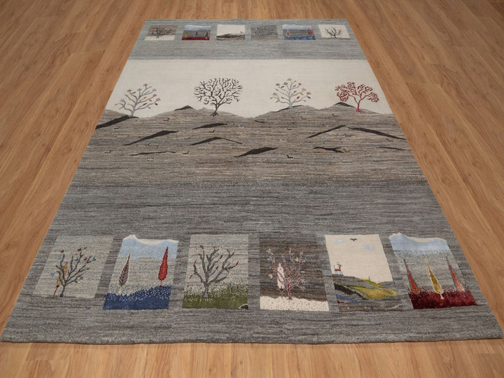 8'2" x 10'0" New Hand Knotted Grey Wool Rectangle Oriental Rug - MOA10292652