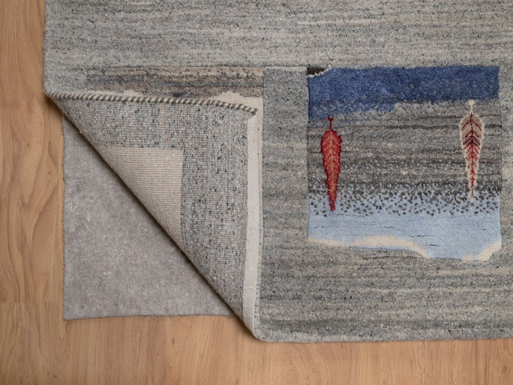 8'2" x 10'0" New Hand Knotted Grey Wool Rectangle Oriental Rug - MOA10292652