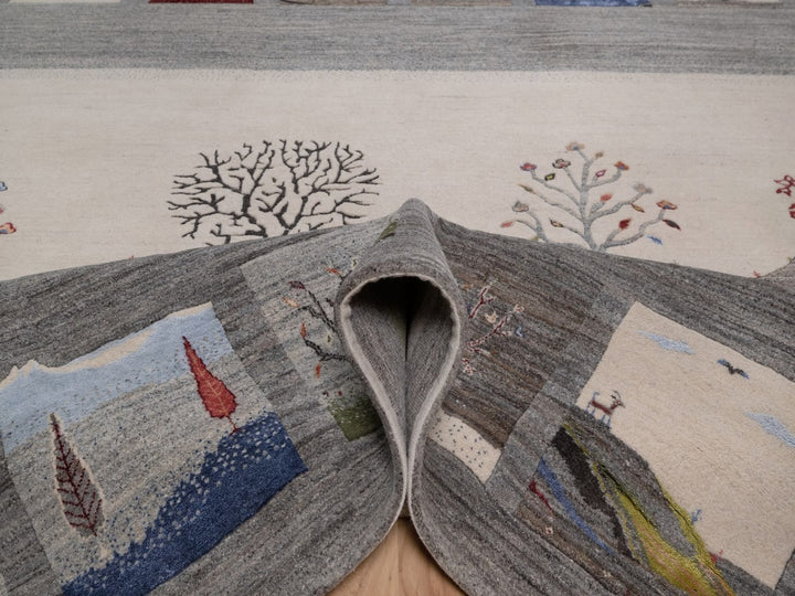8'2" x 10'0" New Hand Knotted Grey Wool Rectangle Oriental Rug - MOA10292652