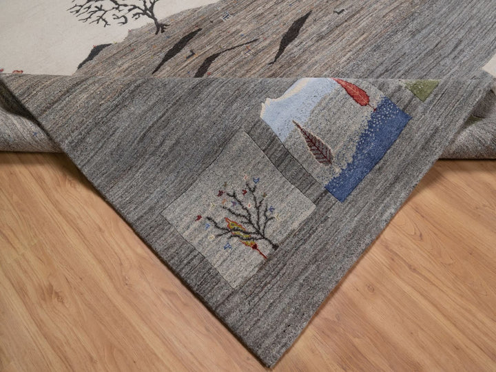 8'2" x 10'0" New Hand Knotted Grey Wool Rectangle Oriental Rug - MOA10292652