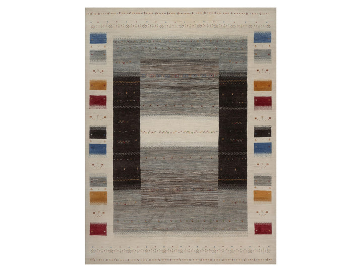 8'8" x 11'9" New Hand Knotted Ivory Wool Rectangle Oriental Rug - MOA10292653