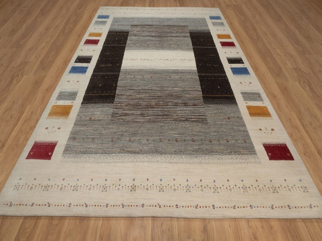 8'8" x 11'9" New Hand Knotted Ivory Wool Rectangle Oriental Rug - MOA10292653