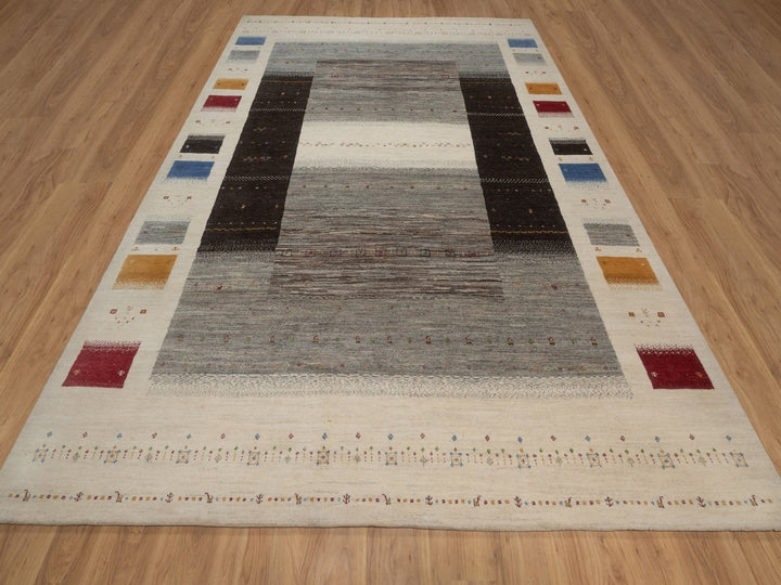 8'8" x 11'9" New Hand Knotted Ivory Wool Rectangle Oriental Rug - MOA10292653