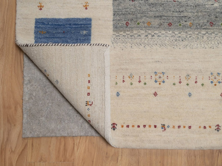 8'8" x 11'9" New Hand Knotted Ivory Wool Rectangle Oriental Rug - MOA10292653