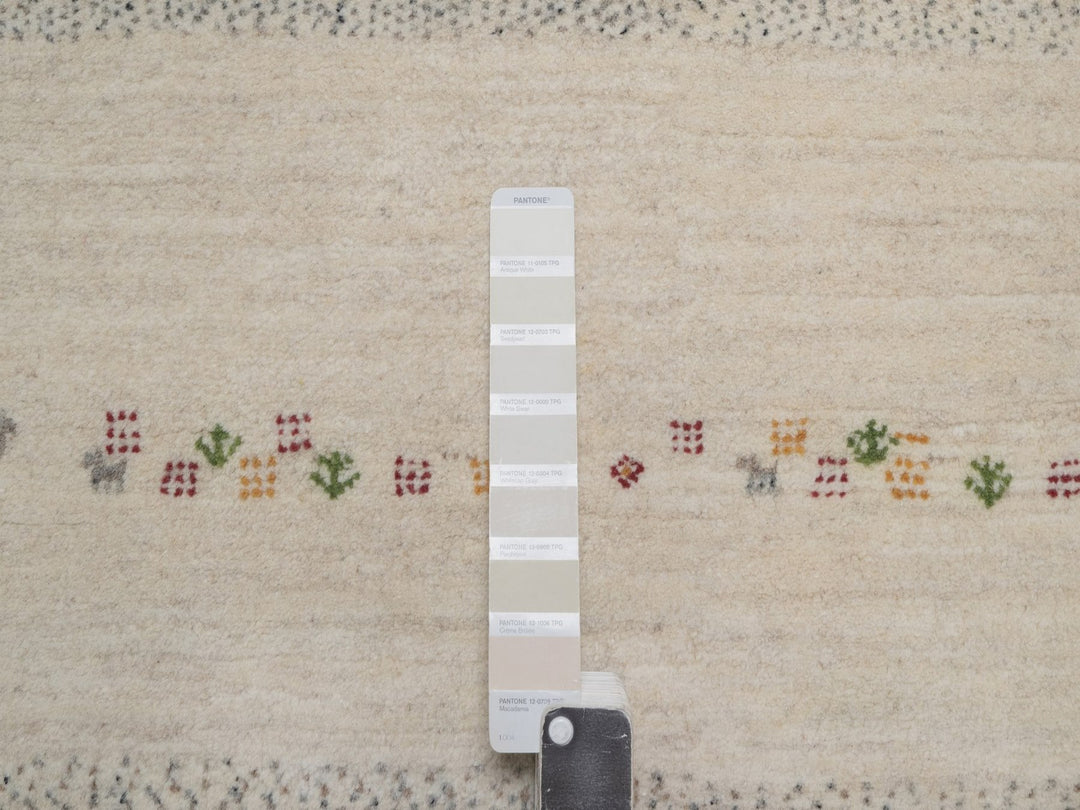 8'8" x 11'9" New Hand Knotted Ivory Wool Rectangle Oriental Rug - MOA10292653