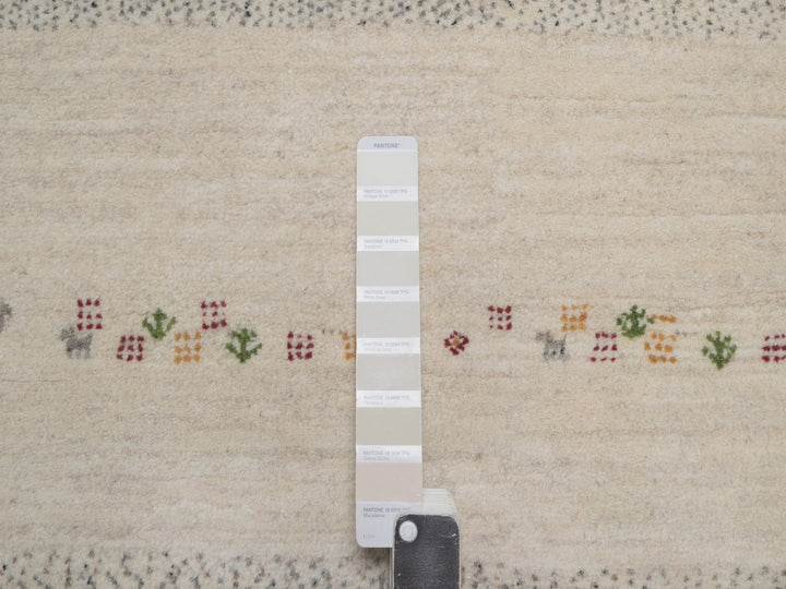 8'8" x 11'9" New Hand Knotted Ivory Wool Rectangle Oriental Rug - MOA10292653