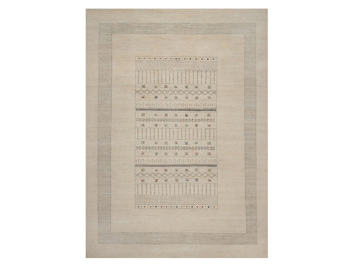 8'9" x 11'11" New Hand Knotted Ivory Wool Rectangle Oriental Rug - MOA10292654