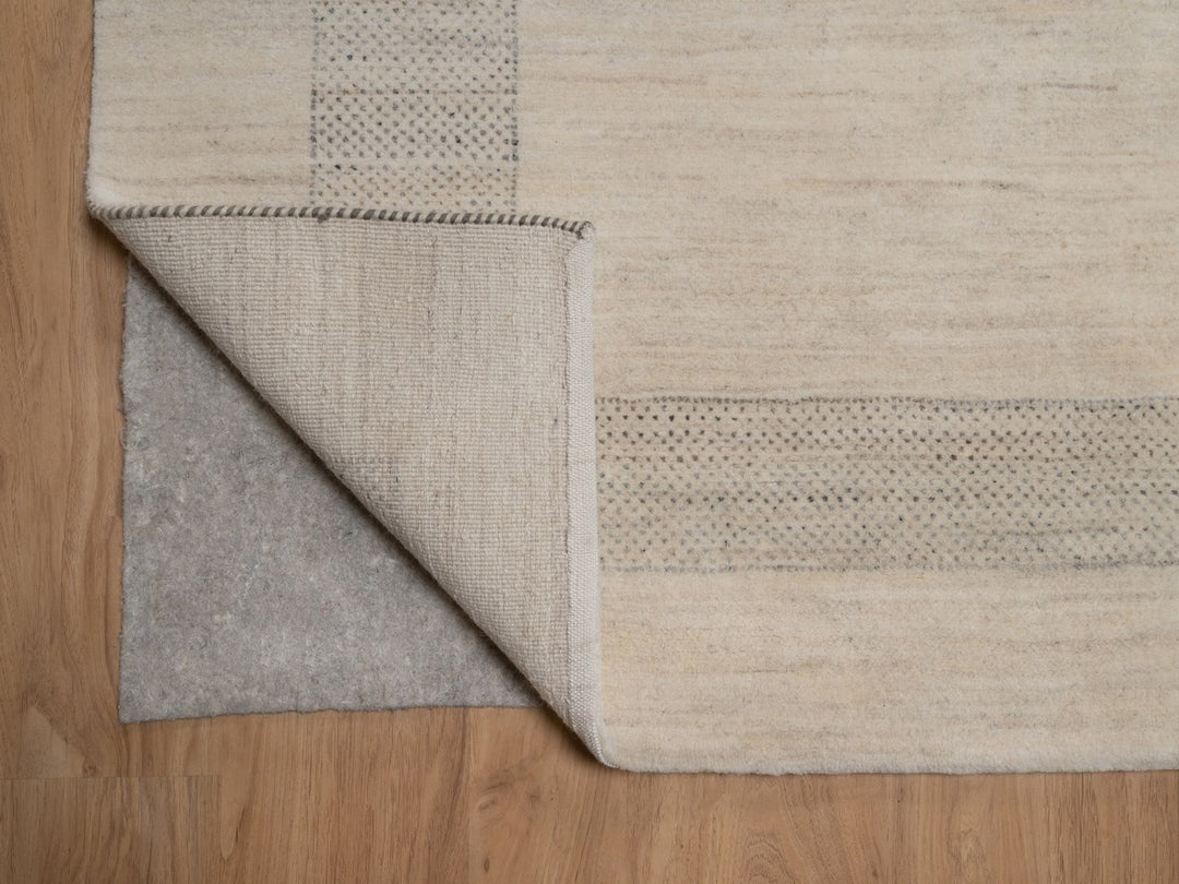 8'11" x 11'11" New Hand Knotted Ivory Wool Rectangle Oriental Rug - MOA10292655