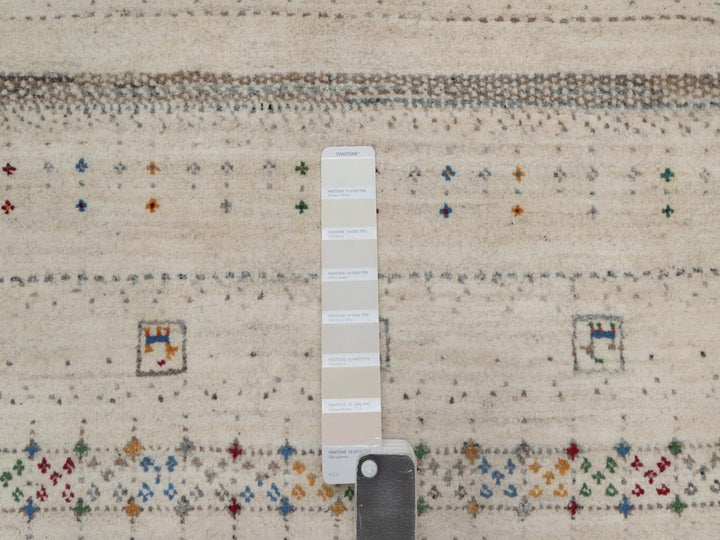 8'11" x 11'11" New Hand Knotted Ivory Wool Rectangle Oriental Rug - MOA10292655