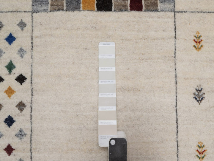 8'0" x 10'0" New Hand Knotted Ivory Wool Rectangle Oriental Rug - MOA10292656