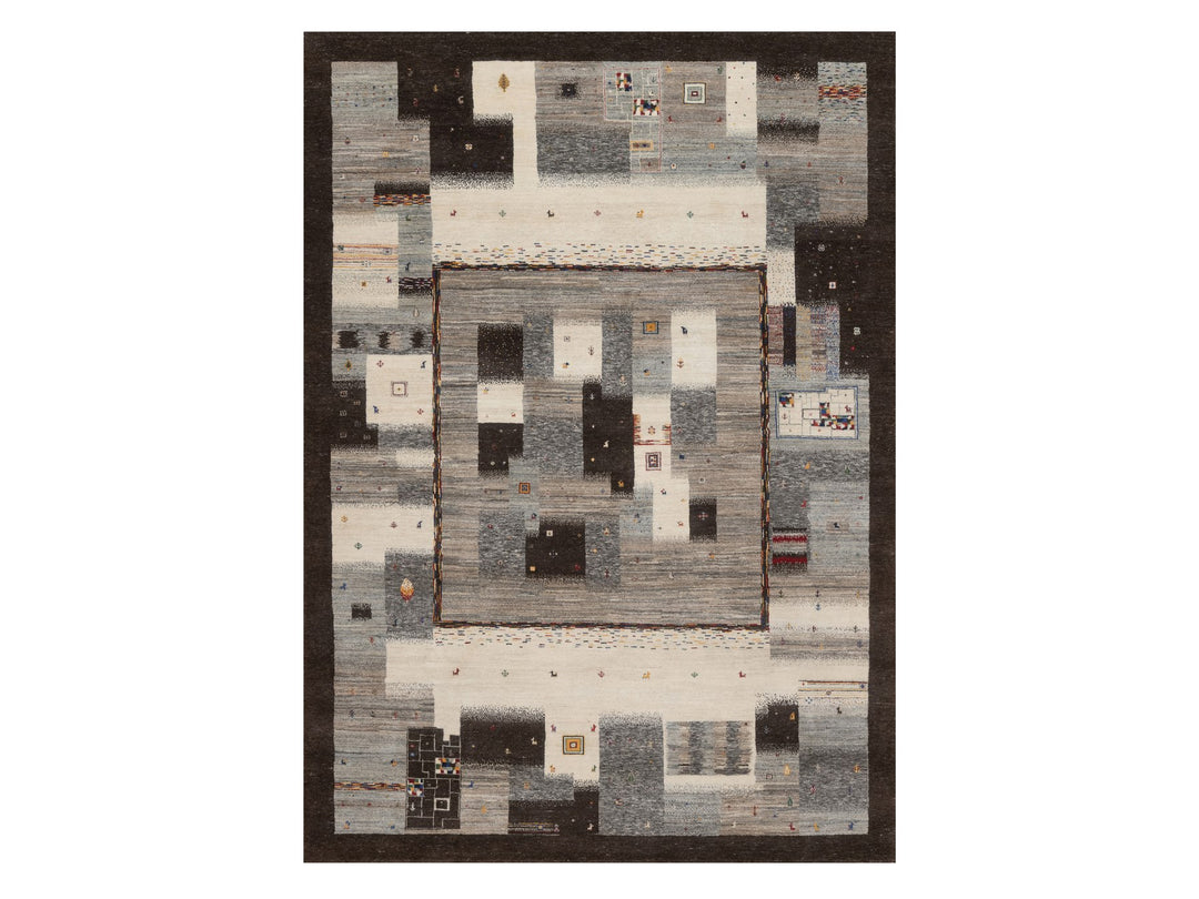 8'2" x 11'6" New Hand Knotted Brown Wool Rectangle Oriental Rug - MOA10292657