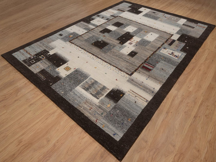 8'2" x 11'6" New Hand Knotted Brown Wool Rectangle Oriental Rug - MOA10292657