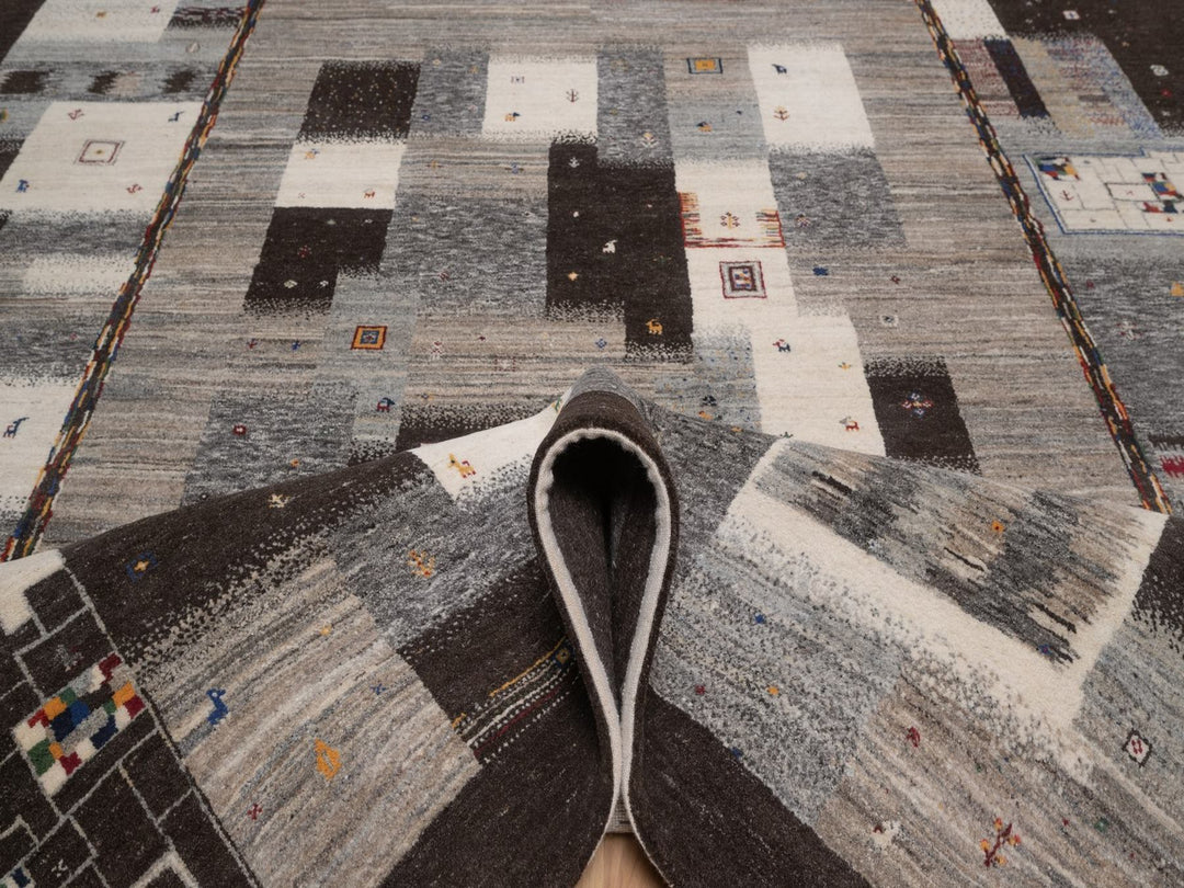 8'2" x 11'6" New Hand Knotted Brown Wool Rectangle Oriental Rug - MOA10292657