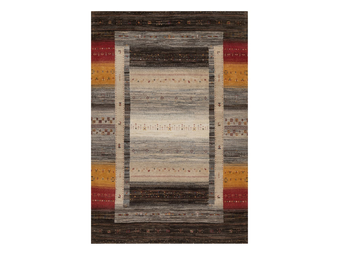 5'4" x 8'0" New Hand Knotted Brown Wool Rectangle Oriental Rug - MOA10292658