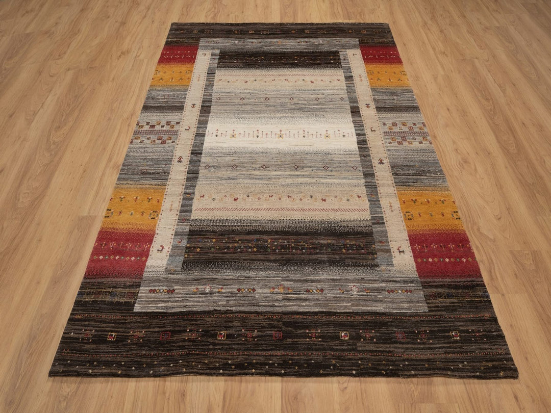 5'4" x 8'0" New Hand Knotted Brown Wool Rectangle Oriental Rug - MOA10292658