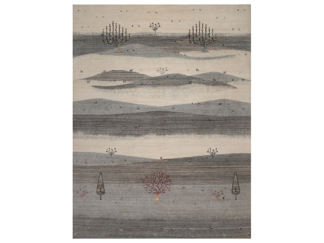 9'10" x 13'0" New Hand Knotted Grey Wool Rectangle Oriental Rug - MOA10292659