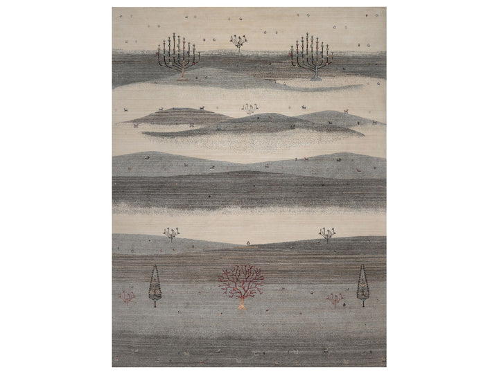 9'10" x 13'0" New Hand Knotted Grey Wool Rectangle Oriental Rug - MOA10292659