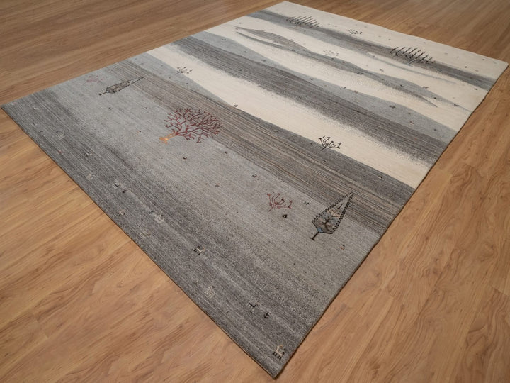 9'10" x 13'0" New Hand Knotted Grey Wool Rectangle Oriental Rug - MOA10292659