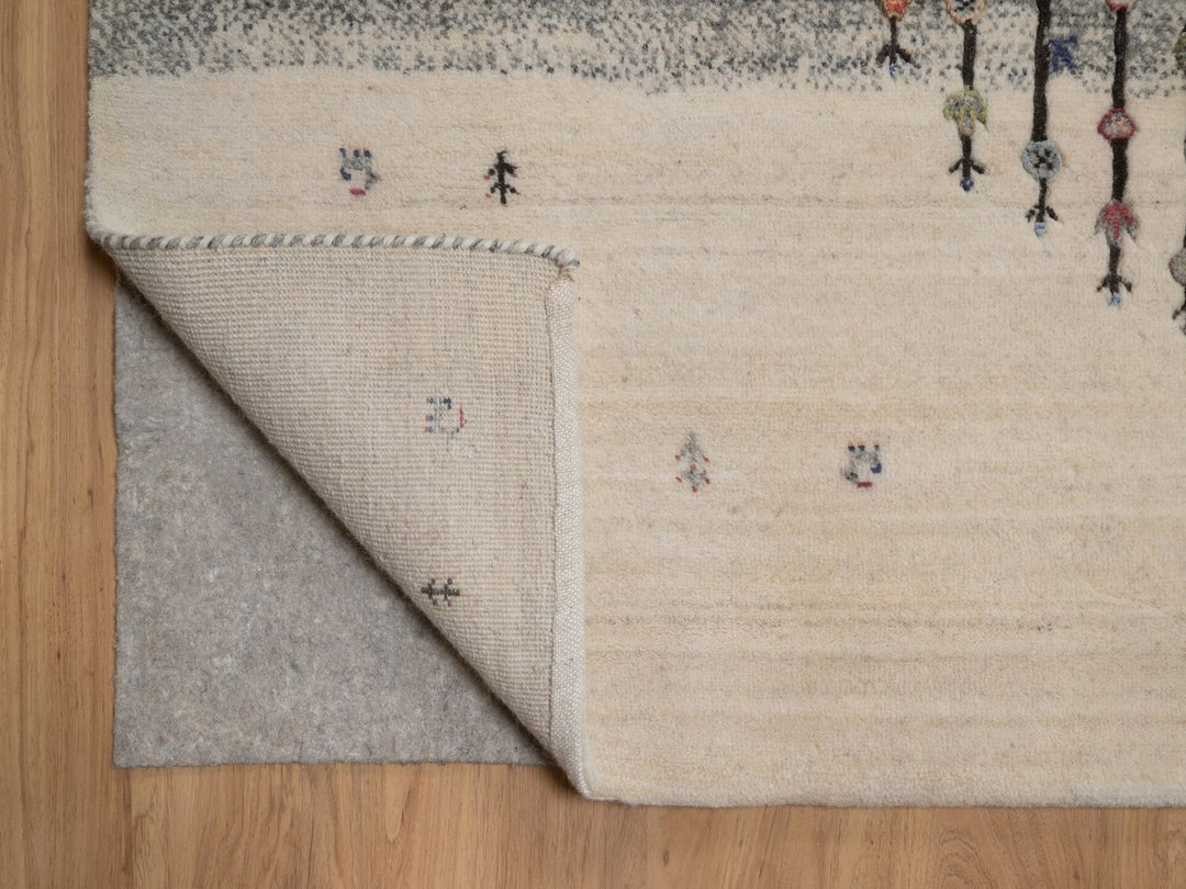 9'10" x 13'0" New Hand Knotted Grey Wool Rectangle Oriental Rug - MOA10292659