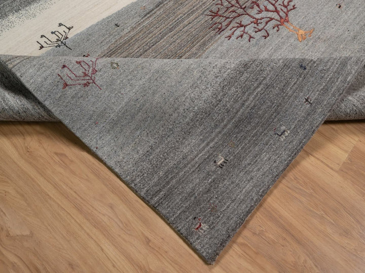 9'10" x 13'0" New Hand Knotted Grey Wool Rectangle Oriental Rug - MOA10292659