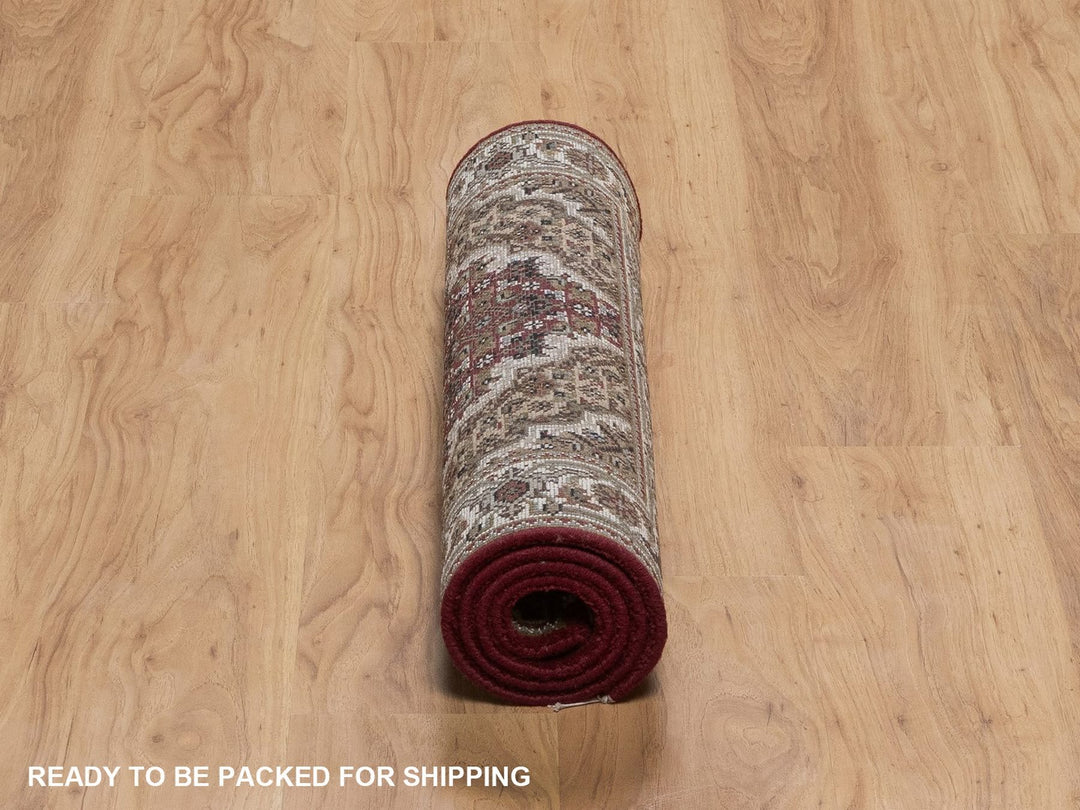2'5" x 4'9" New Hand Knotted Red Wool Rectangle Oriental Rug - MOA10292664