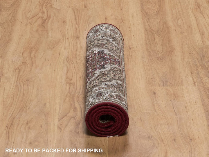 2'5" x 4'9" New Hand Knotted Red Wool Rectangle Oriental Rug - MOA10292664