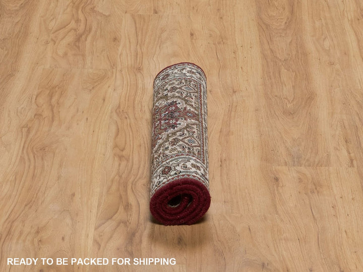 1'10" x 3'0" New Hand Knotted Red Wool Rectangle Oriental Rug - MOA10292665