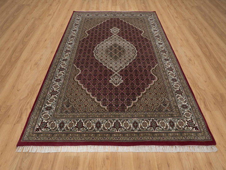 6'0" x 9'2" New Hand Knotted Red Wool Rectangle Oriental Rug - MOA10292666