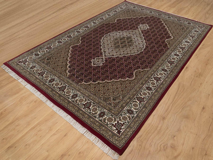 6'0" x 9'2" New Hand Knotted Red Wool Rectangle Oriental Rug - MOA10292666