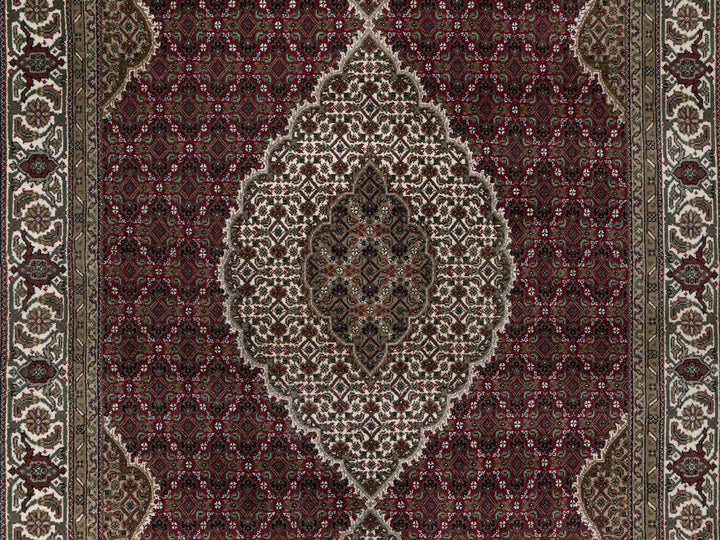 6'0" x 9'2" New Hand Knotted Red Wool Rectangle Oriental Rug - MOA10292666
