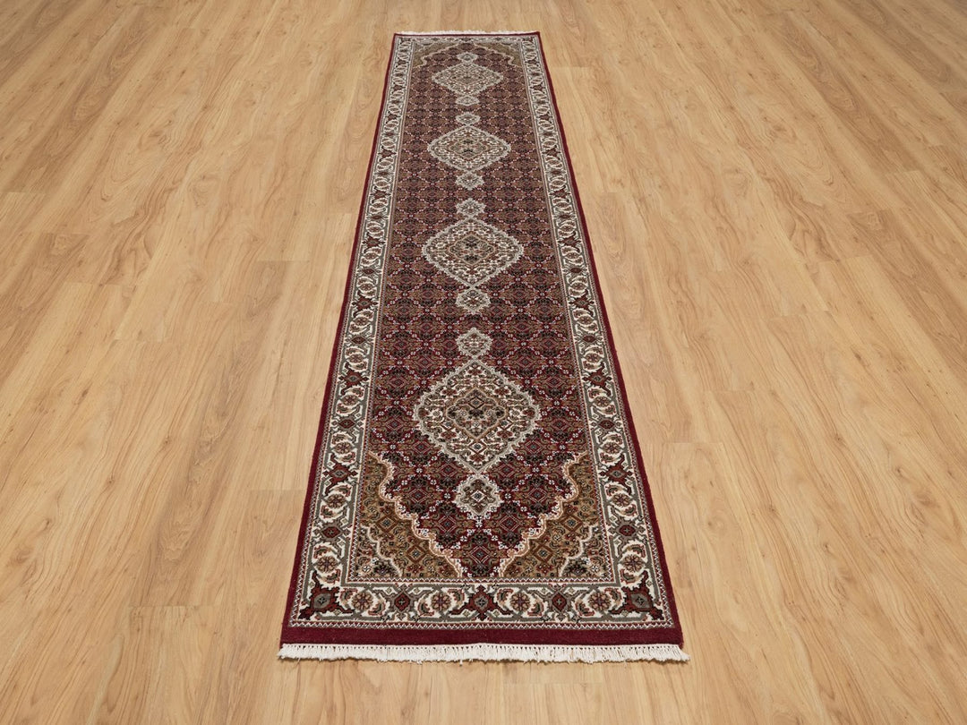 2'8" x 11'9" New Hand Knotted Red Wool Runner Oriental Rug - MOA10292667