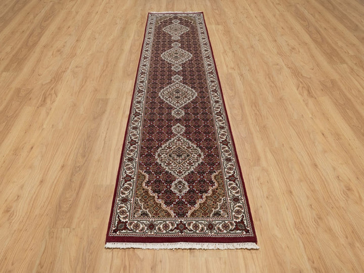 2'8" x 11'9" New Hand Knotted Red Wool Runner Oriental Rug - MOA10292667