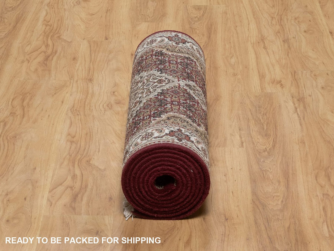 2'8" x 11'9" New Hand Knotted Red Wool Runner Oriental Rug - MOA10292667