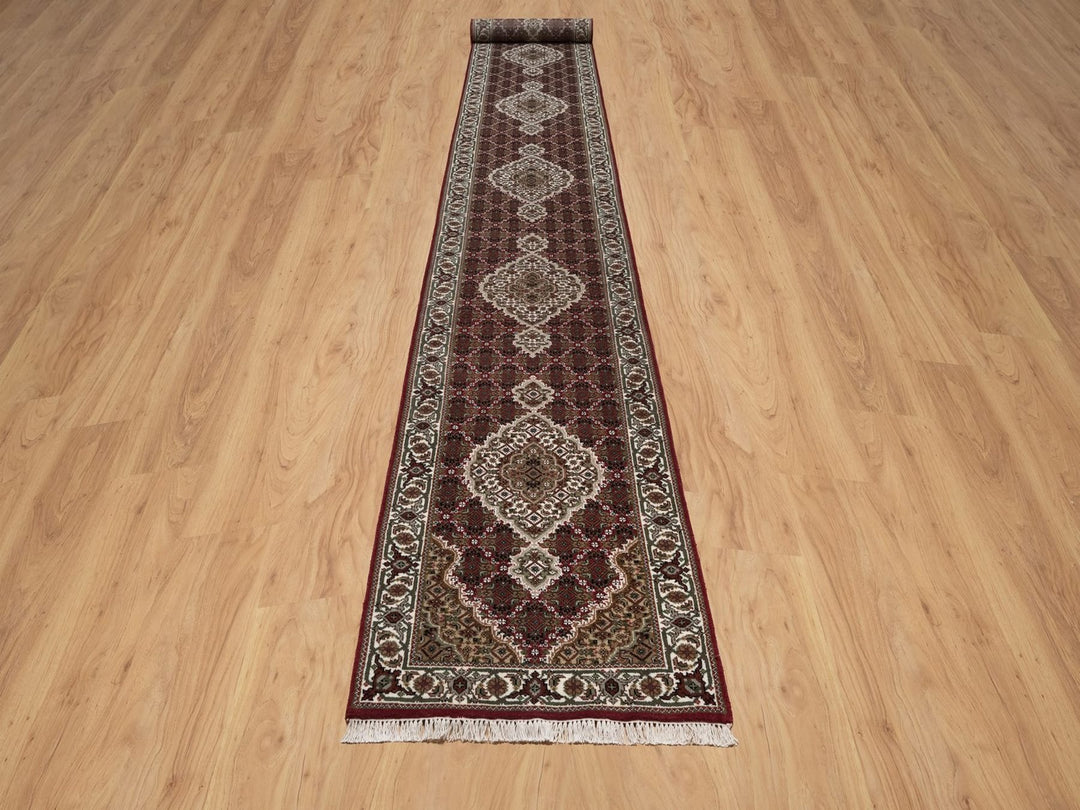 2'8" x 20'2" New Hand Knotted Red Wool Runner Oriental Rug - MOA10292668