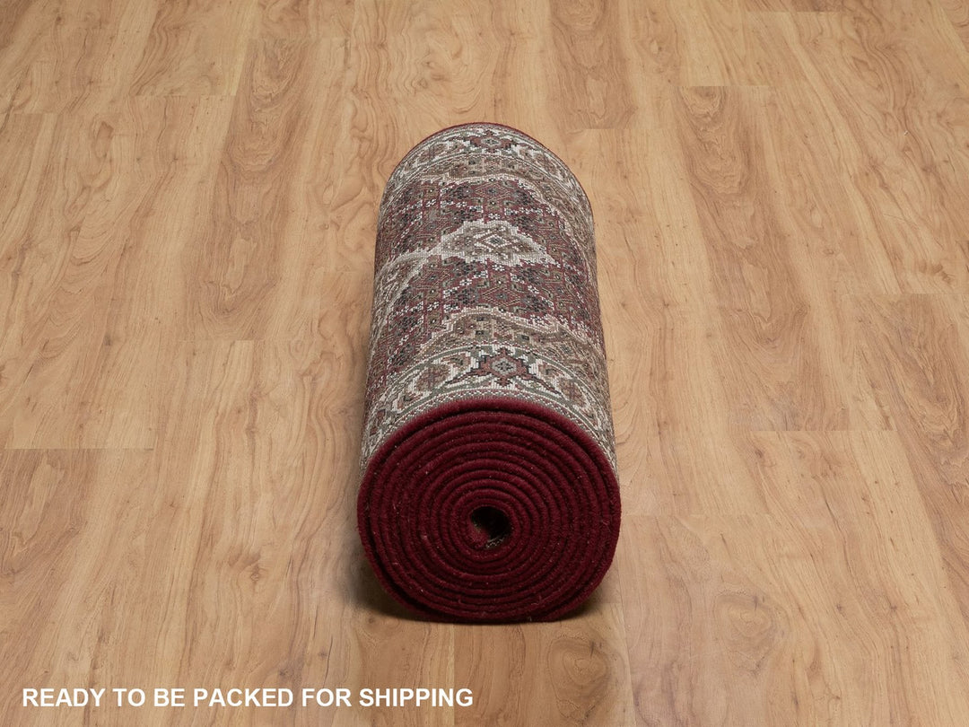 2'8" x 20'2" New Hand Knotted Red Wool Runner Oriental Rug - MOA10292668
