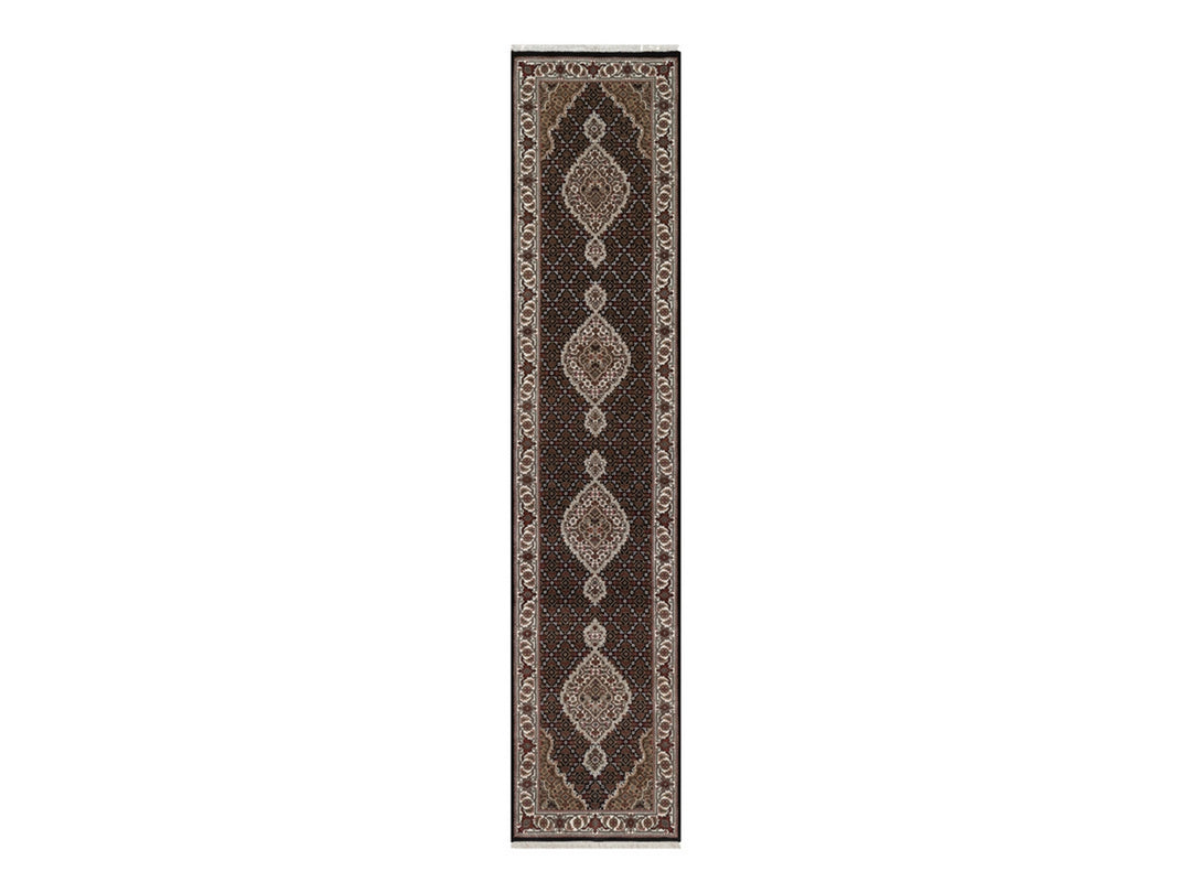 2'6" x 11'10" New Hand Knotted Black Wool Runner Oriental Rug - MOA10292674