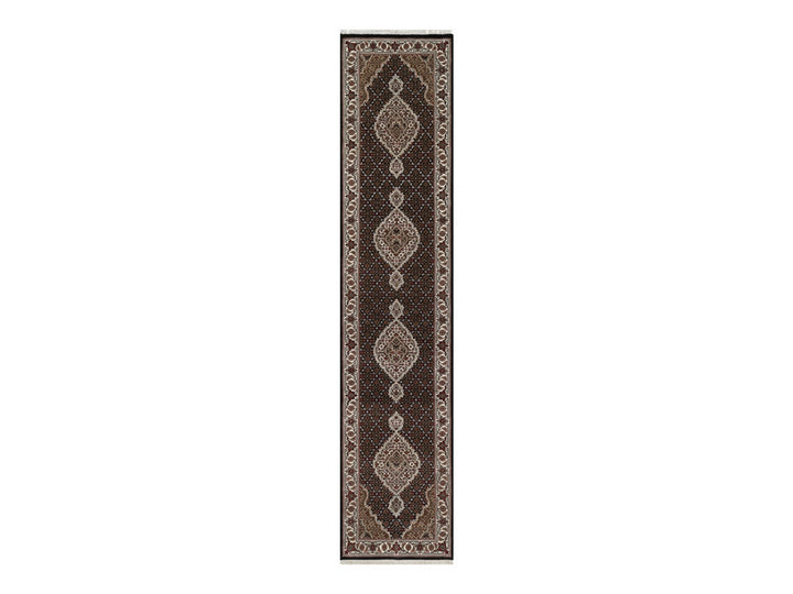 2'6" x 11'10" New Hand Knotted Black Wool Runner Oriental Rug - MOA10292674