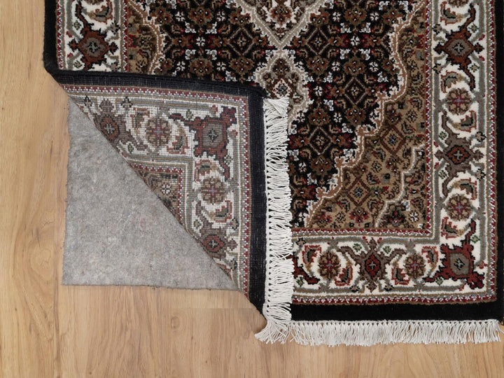 2'6" x 11'10" New Hand Knotted Black Wool Runner Oriental Rug - MOA10292674